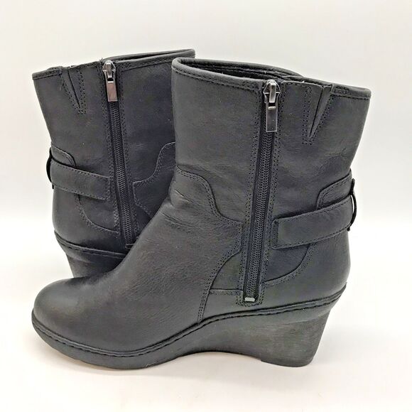 Clarks Artisan Natira Kit Gore-Tex Leather Wedge Boot Women's 9.5 Black Side Zip - Picture 8 of 13